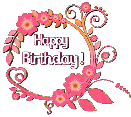 022 Fondo transparente Floral Happy Birthday Inglés Mensajes 