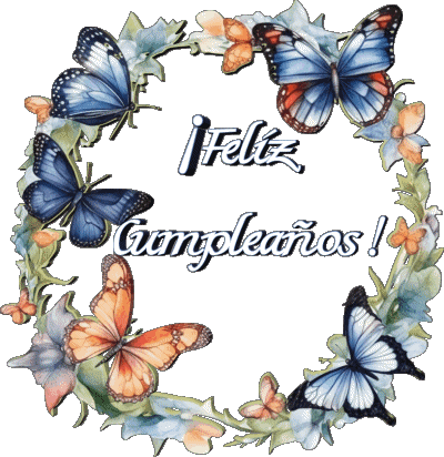 007 Fond Transparent Mariposas Feliz Cumpleaños Espagnol Messages 