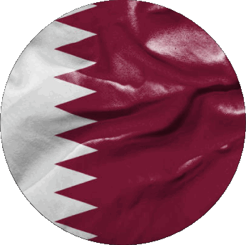Round Qatar Asia Flags 