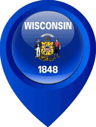 Epingle de Localisation Wisconsin U.S.A - Etats Amériques Drapeaux 