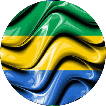 Round Gabon Africa Flags 