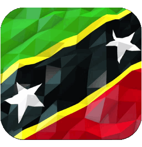 Square 2 Saint Kitts and Nevis America Flags 