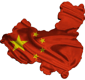 Karte China Asien Fahnen 