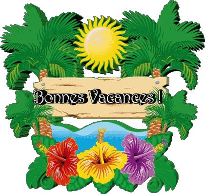 24 Fondo transparente Bonnes Vacances Francés Mensajes 