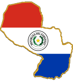 Map Paraguay America Flags 