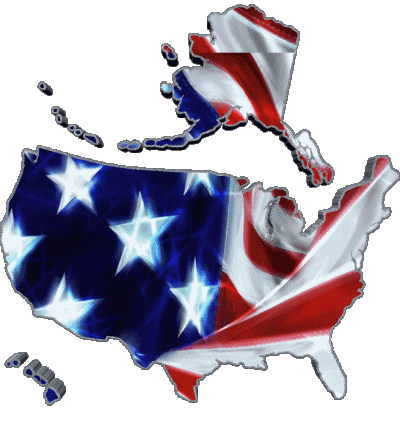 Karte U.S.A - National Amerika Fahnen 