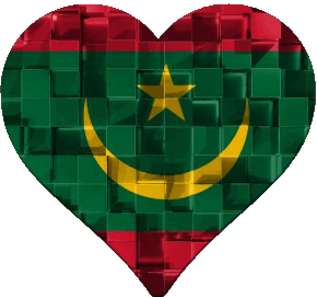 Corazón Mauritania África Banderas 