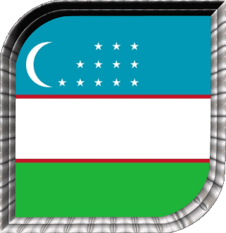 Quadrato Uzbekistan Asia Bandiere 