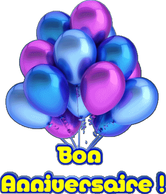 004 Ballons - Confetis Bon Anniversaire Francés Mensajes 