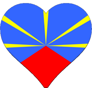 Corazón La Réunion D.O.M - T.O.M Francia Banderas 
