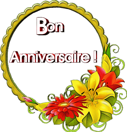 018 Transparent Background Floral Bon Anniversaire French Messages 