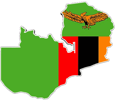 Mapa Zambia África Banderas 