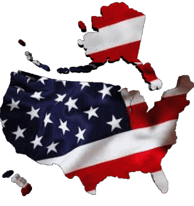carte U.S.A - National Amériques Drapeaux 