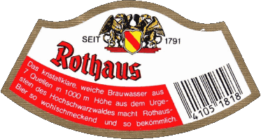 Rothaus Alemania Cervezas Bebidas 