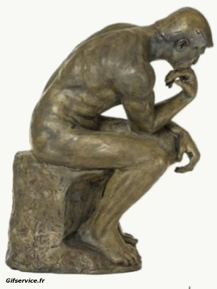 Rodin - Le penseur-Rodin - Le penseur ricreazioni d'arte covid contenimento getty sfida Scultura Morphing - Sembra Umorismo -  Fun 