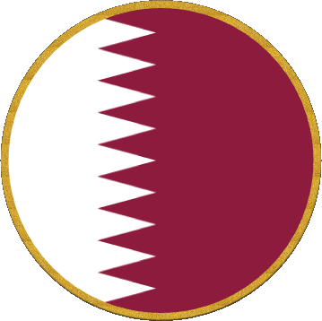 Round Qatar Asia Flags 