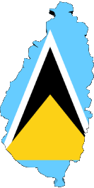 Karte St. Lucia Amerika Fahnen 