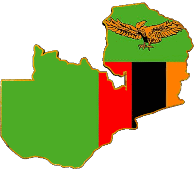 Mapa Zambia África Banderas 