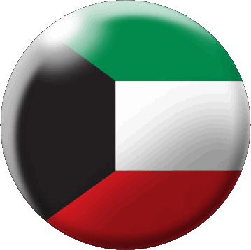 Round Kuwait Asia Flags 