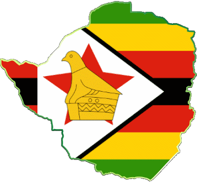 Mapa Zimbabue África Banderas 