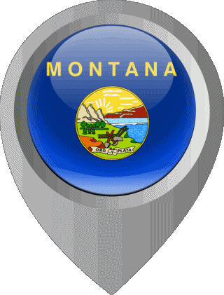 Location Pin Montana U.S.A - States America Flags 