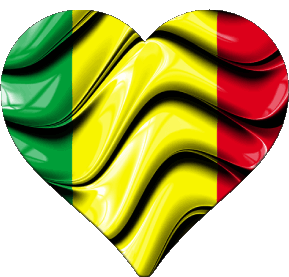 Heart Mali Africa Flags 