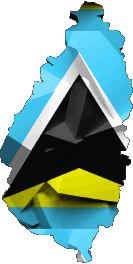 Map St. Lucia America Flags 