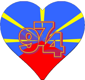 Corazón La Réunion D.O.M - T.O.M Francia Banderas 