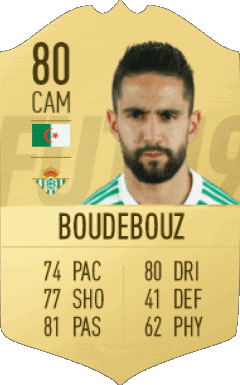 Ryad Boudebouz Algérie F I F A - Joueurs Cartes Jeux Vidéo 
