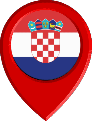Standort-Pin Kroatien Europa Fahnen 