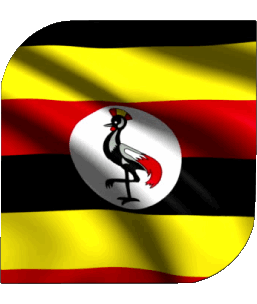 Square Uganda Africa Flags 