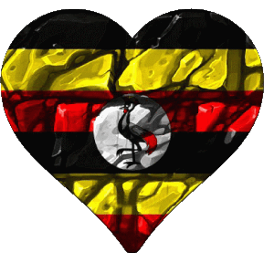 Heart Uganda Africa Flags 