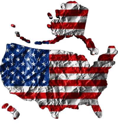 carte U.S.A - National Amériques Drapeaux 