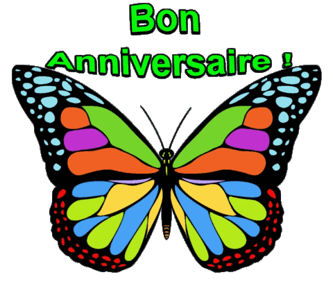 002 Fondo transparente Papillons Bon Anniversaire Francés Mensajes 