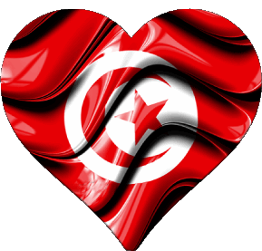 Heart Tunisia Africa Flags 