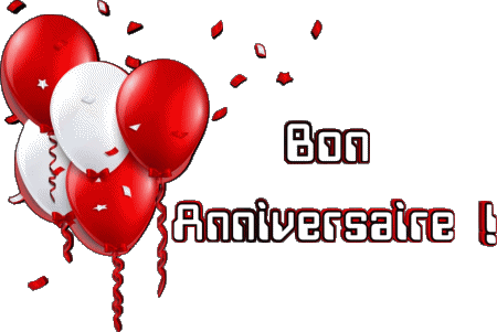 003 Ballons - Confetis Bon Anniversaire Français Messages 