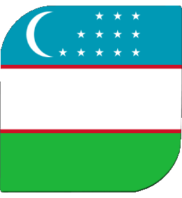 Quadrato Uzbekistan Asia Bandiere 