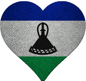 Coeur Lesotho Afrique Drapeaux 