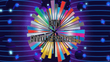 003 Animierter Hintergrund Abstrait - Géométrique Bon Anniversaire Französisch Nachrichten 