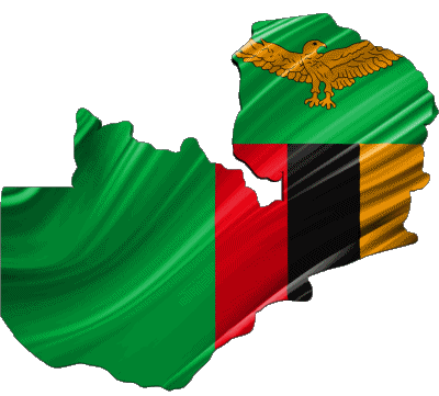 Karte Sambia Afrika Fahnen 