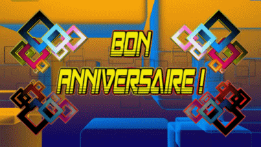 002 Animierter Hintergrund Abstrait - Géométrique Bon Anniversaire Französisch Nachrichten 
