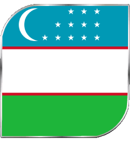Square Uzbekistan Asia Flags 
