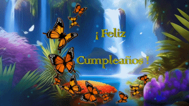 003 Fondo animado Mariposas Feliz Cumpleaños Español Mensajes 