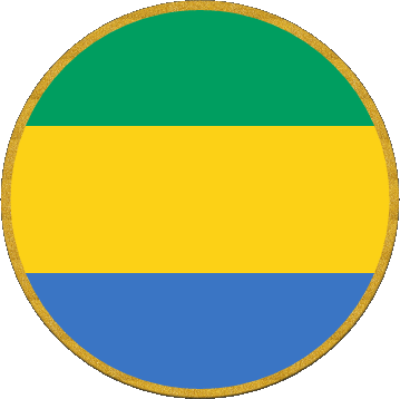 Round Gabon Africa Flags 