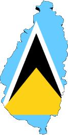 Karte St. Lucia Amerika Fahnen 