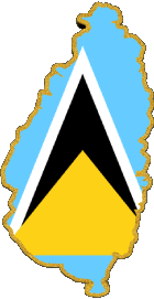 Carte Sainte Lucie Amériques Drapeaux 