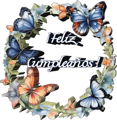 007 Sfondo trasparente Mariposas Feliz Cumpleaños Spagnolo Messagi 