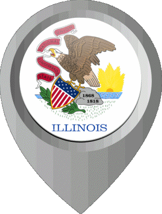 Epingle de Localisation Illinois U.S.A - Etats Amériques Drapeaux 