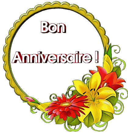 018 Fond Transparent Floral Bon Anniversaire Français Messages 