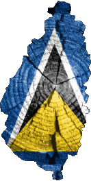 Karte St. Lucia Amerika Fahnen 